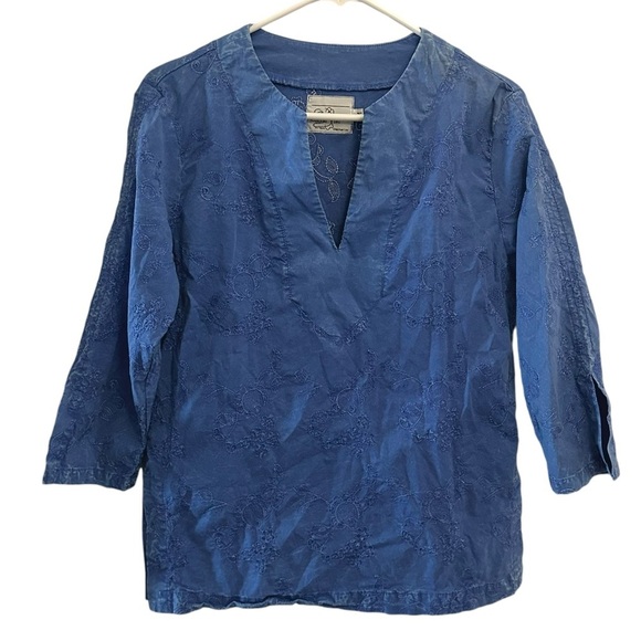 Michael Leu Embroidered Tunic Top M - Picture 2 of 5
